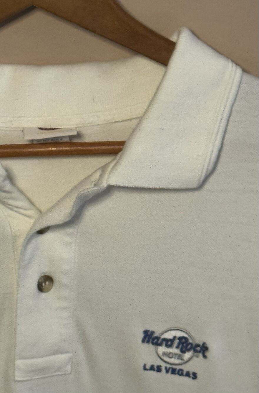 Vintage Hard Rock Cafe Las Vegas White Polo 2XL